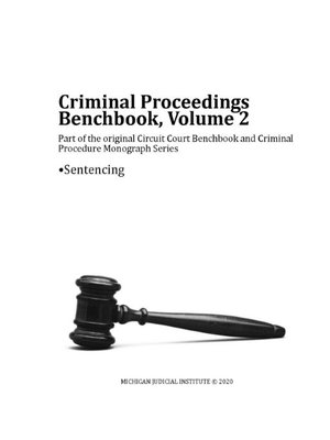 cover image of Criminal Proceedings Benchbook, Vol. 2